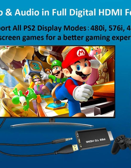 Load image into Gallery viewer, sartyee PS2 to HDMI Adapter Converter with 3.5mm Audio Cable Black
