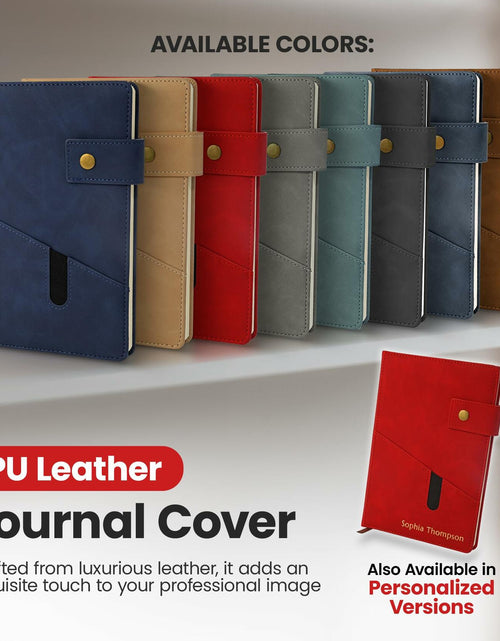 Load image into Gallery viewer, Promot PU Leather A5 Lined Notebook with Pen Red 200 Pages Elastic Pocket
