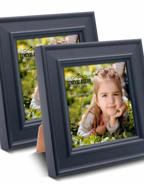 Load image into Gallery viewer, ZingVic 2Pcs 4x4 Wood Picture Frames Black Small Square Wall &amp; Tabletop

