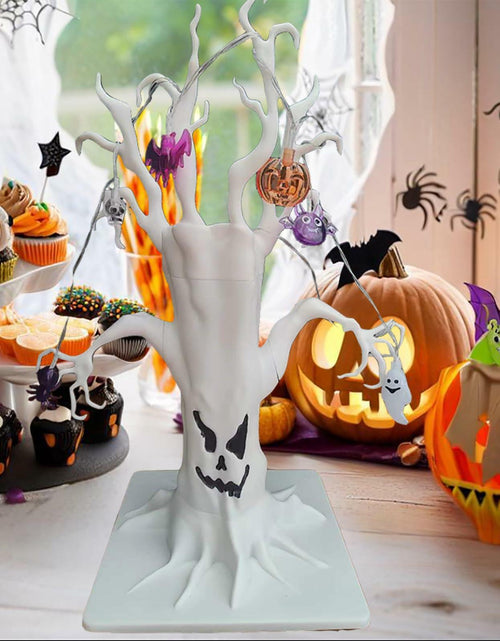 Load image into Gallery viewer, GNIXLING Halloween Tree Decorative Centerpiece White, Spooky Ornaments &amp; Lights

