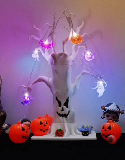 Load image into Gallery viewer, GNIXLING Halloween Tree Decorative Centerpiece White, Spooky Ornaments &amp; Lights
