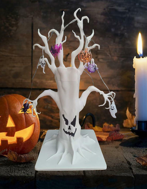 Load image into Gallery viewer, GNIXLING Halloween Tree Decorative Centerpiece White, Spooky Ornaments &amp; Lights
