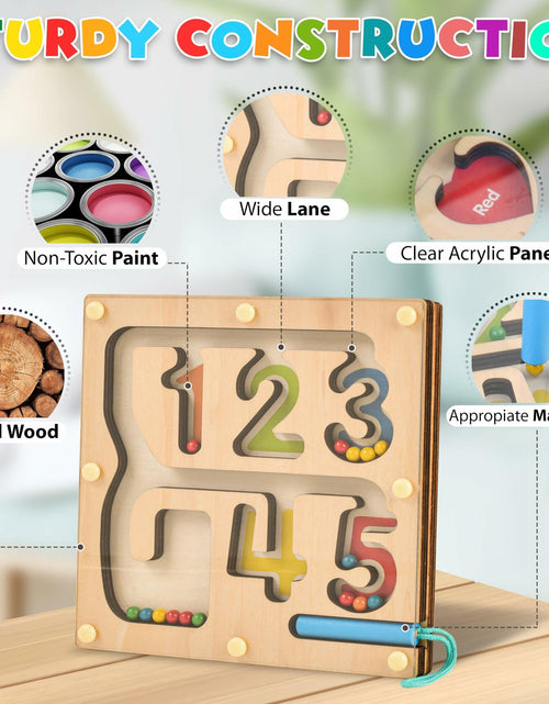 Load image into Gallery viewer, Montessori Magnetic Maze Board Wooden Puzzle Educational Toy Double Maze M
