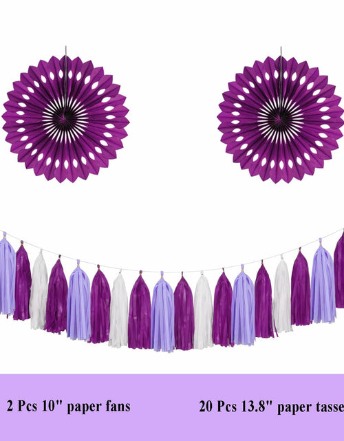 Load image into Gallery viewer, Envibe Purple White Tissue Paper Pom Poms Party Decorations 34 Pcs
