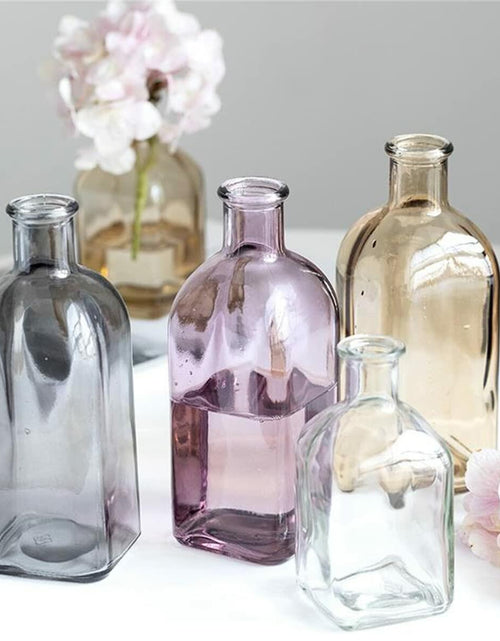 Load image into Gallery viewer, SHUILING Clear Bud Glass Vases 2 Sets Small Colorful Flower Vases Green
