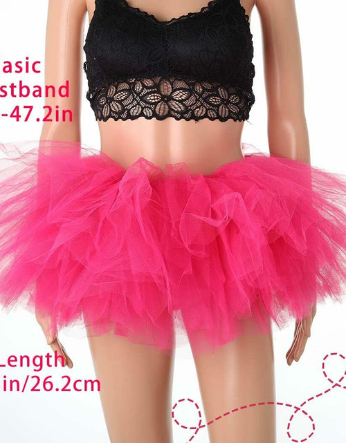 Load image into Gallery viewer, Jewemia Women Tutu Skirt 6 Layered Tulle Elastic Short Hot-Pink Size 40

