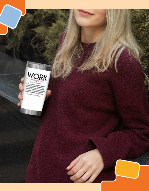 Load image into Gallery viewer, NewEleven 20 Oz Stainless Steel Tumbler Work Bestie White Coworker Gift
