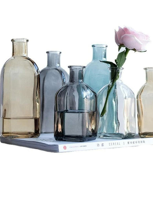 Load image into Gallery viewer, SHUILING Clear Bud Glass Vases 2 Sets Small Colorful Flower Vases Green
