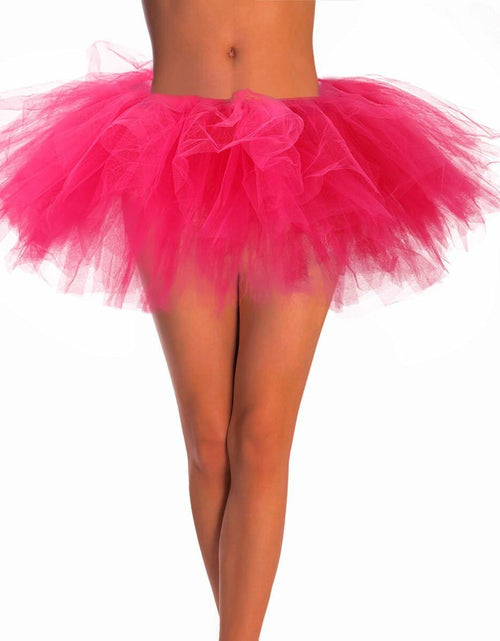 Load image into Gallery viewer, Jewemia Women Tutu Skirt 6 Layered Tulle Elastic Short Hot-Pink Size 40

