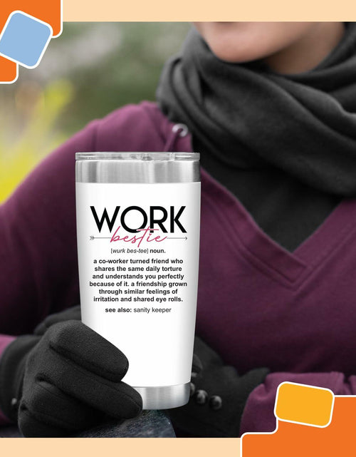Load image into Gallery viewer, NewEleven 20 Oz Stainless Steel Tumbler Work Bestie White Coworker Gift
