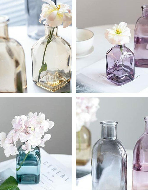 Load image into Gallery viewer, SHUILING Clear Bud Glass Vases 2 Sets Small Colorful Flower Vases Green
