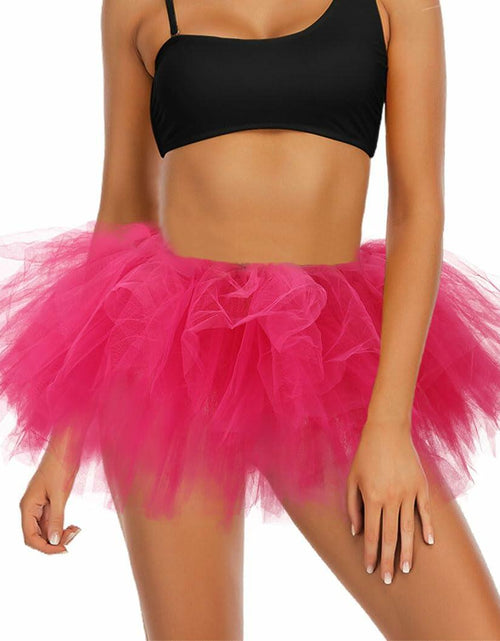 Load image into Gallery viewer, Jewemia Women Tutu Skirt 6 Layered Tulle Elastic Short Hot-Pink Size 40
