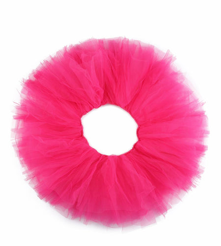 Jewemia Women Tutu Skirt 6 Layered Tulle Elastic Short Hot-Pink Size 40