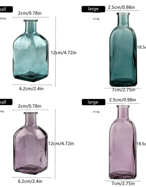 Load image into Gallery viewer, SHUILING Clear Bud Glass Vases 2 Sets Small Colorful Flower Vases Green
