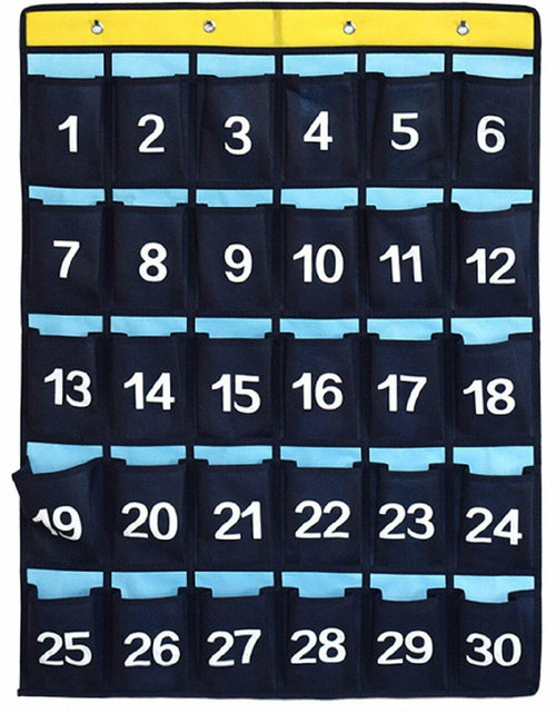Load image into Gallery viewer, ANIZER Numbered Pocket Chart Over Door Classroom Organizer Blue 30 Pockets
