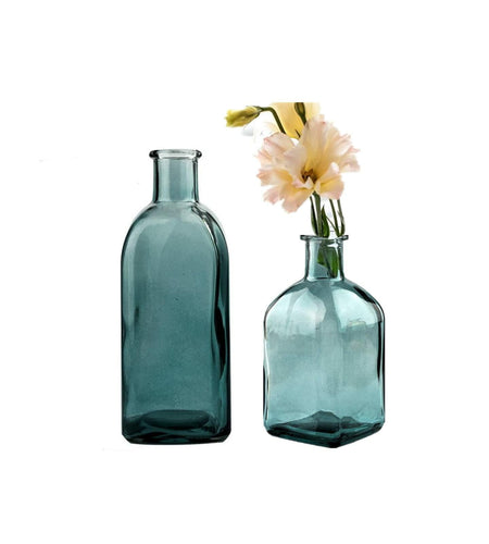 SHUILING Clear Bud Glass Vases 2 Sets Small Colorful Flower Vases Green