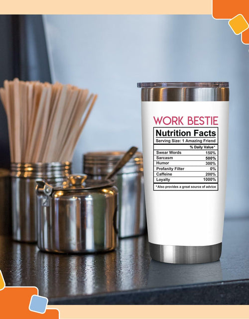 Load image into Gallery viewer, NewEleven 20 Oz Stainless Steel Tumbler Work Bestie White Coworker Gift
