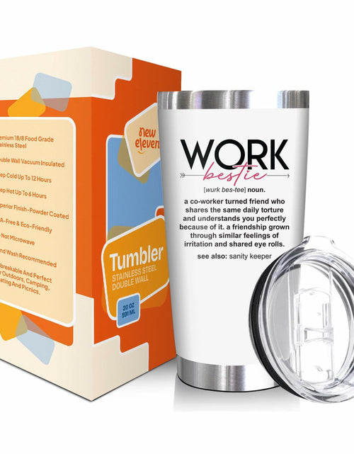Load image into Gallery viewer, NewEleven 20 Oz Stainless Steel Tumbler Work Bestie White Coworker Gift
