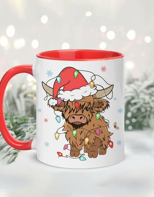 Load image into Gallery viewer, Hyturtle Highland Cow Coffee Mug 11oz Ceramic Christmas Color Xmas
