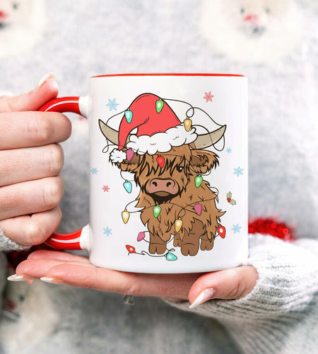 Hyturtle Highland Cow Coffee Mug 11oz Ceramic Christmas Color Xmas