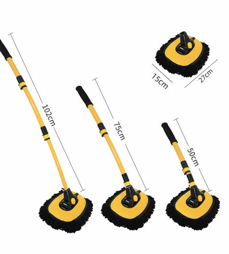 Generic Car Wash Brush Microfiber Mop Replaceable Head 15° Curved Pole Yellow