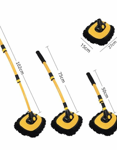 Load image into Gallery viewer, Generic Car Wash Brush Microfiber Mop Replaceable Head 15° Curved Pole Yellow
