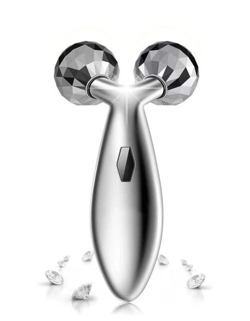 Load image into Gallery viewer, Rikss 3D Roller Face Massager Jade Skin Tightening Lifting Tool Silver
