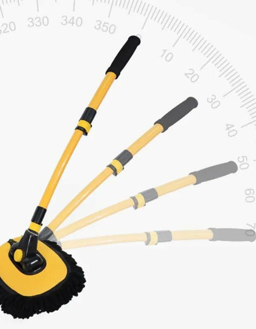 Load image into Gallery viewer, Generic Car Wash Brush Microfiber Mop Replaceable Head 15° Curved Pole Yellow
