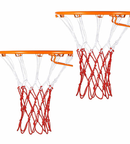 2 Pack Red White Basketball Net 12 Loops Polyester All Weather Durable