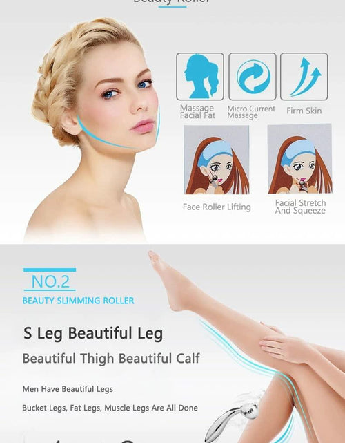 Load image into Gallery viewer, Rikss 3D Roller Face Massager Jade Skin Tightening Lifting Tool Silver

