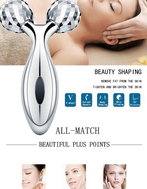 Load image into Gallery viewer, Rikss 3D Roller Face Massager Jade Skin Tightening Lifting Tool Silver
