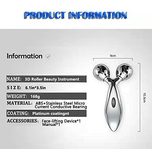 Load image into Gallery viewer, Rikss 3D Roller Face Massager Jade Skin Tightening Lifting Tool Silver
