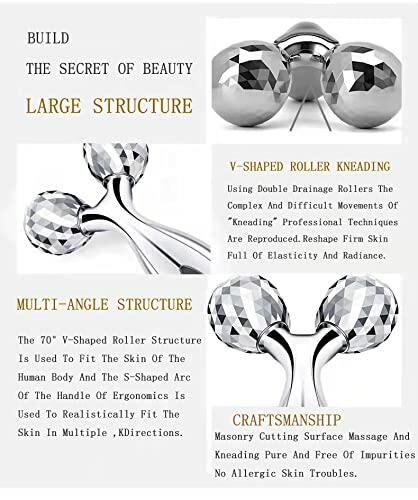 Load image into Gallery viewer, Rikss 3D Roller Face Massager Jade Skin Tightening Lifting Tool Silver
