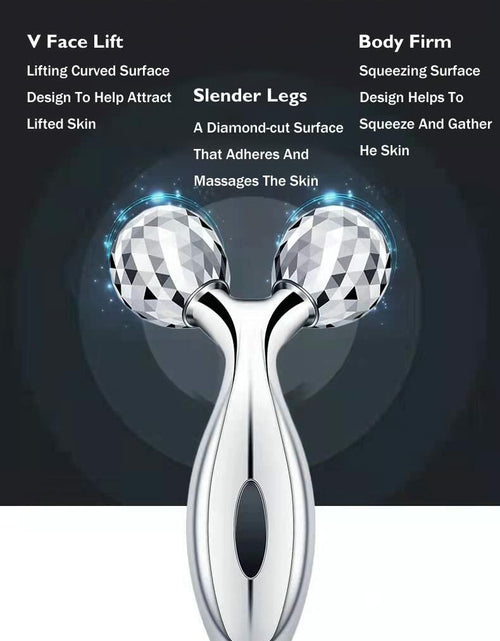 Load image into Gallery viewer, Rikss 3D Roller Face Massager Jade Skin Tightening Lifting Tool Silver
