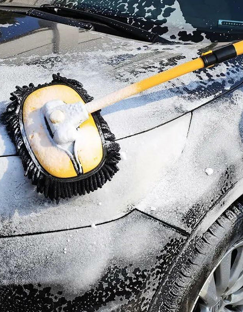 Load image into Gallery viewer, Generic Car Wash Brush Microfiber Mop Replaceable Head 15° Curved Pole Yellow
