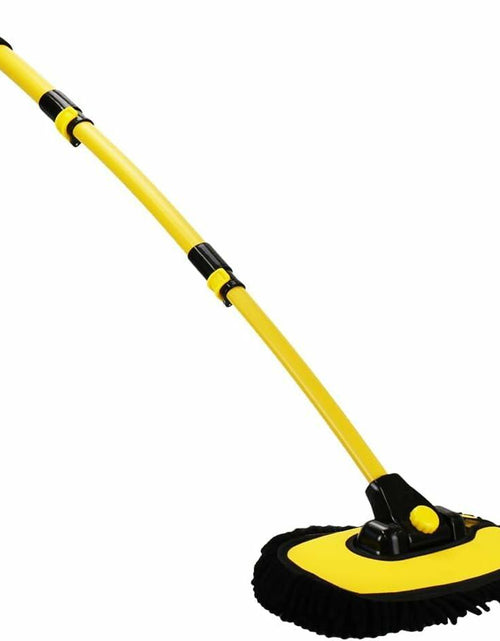 Load image into Gallery viewer, Generic Car Wash Brush Microfiber Mop Replaceable Head 15° Curved Pole Yellow
