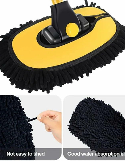 Load image into Gallery viewer, Generic Car Wash Brush Microfiber Mop Replaceable Head 15° Curved Pole Yellow
