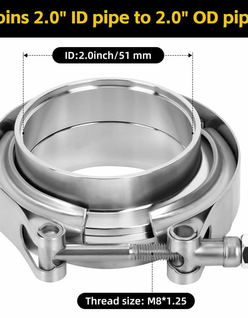 Load image into Gallery viewer, ZEHCLP V Band Clamp 304 Stainless Steel Butt Joint 2.0 inch Silver 2 pcs
