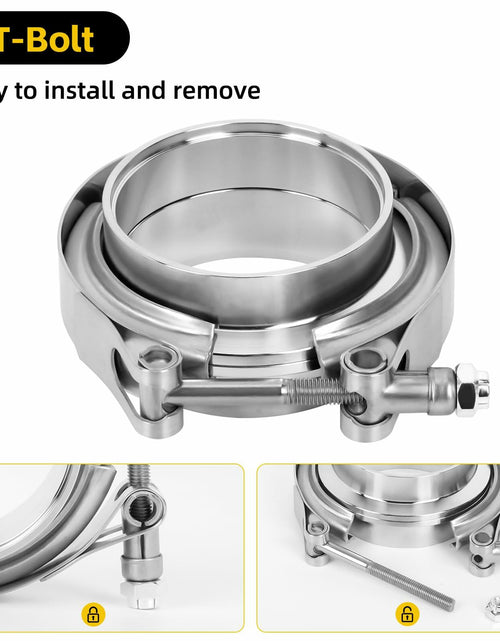 Load image into Gallery viewer, ZEHCLP V Band Clamp 304 Stainless Steel Butt Joint 2.0 inch Silver 2 pcs
