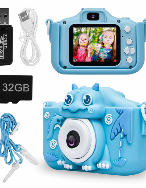 Load image into Gallery viewer, iMisH Kids Camera 1080p Video 1000mAh Battery 32GB TF Card Shockproof Blue
