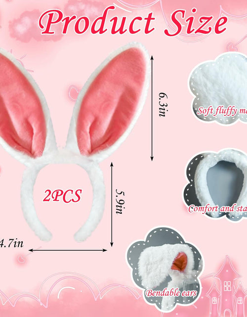Load image into Gallery viewer, IGMaryBox 2PCS Bunny Ears Headband Plush Hairbands Pink 1 count
