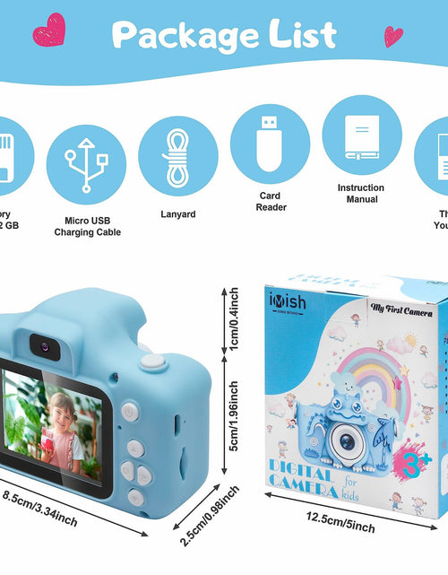 Load image into Gallery viewer, iMisH Kids Camera 1080p Video 1000mAh Battery 32GB TF Card Shockproof Blue
