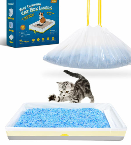 KONE 45 Count Litter Box Liners Drawstring Leak-Proof Thick Durable Bags