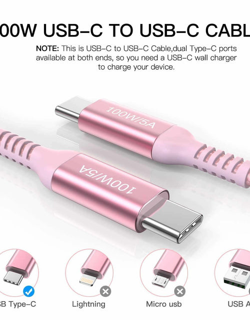 Load image into Gallery viewer, Awnuwuy USB C to USB C Cable 100W Fast Charging Pink 6.6ft 3-Pack
