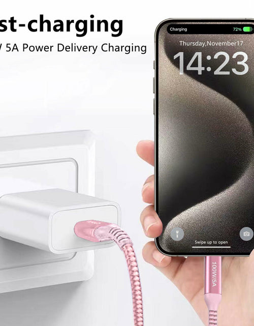 Load image into Gallery viewer, Awnuwuy USB C to USB C Cable 100W Fast Charging Pink 6.6ft 3-Pack
