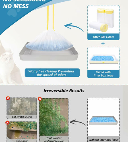 KONE 45 Count Litter Box Liners Drawstring Leak-Proof Thick Durable Bags