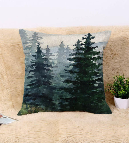 Awowee Flax Throw Pillow Cover Blue Winter Landscape 16x16 Cotton Linen