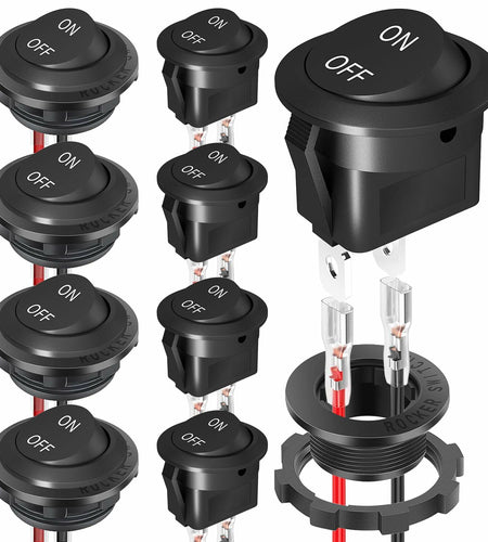 XMSILIMEIG Round Rocker Switch AC 125V 10A Waterproof Toggle 8 Pack Black