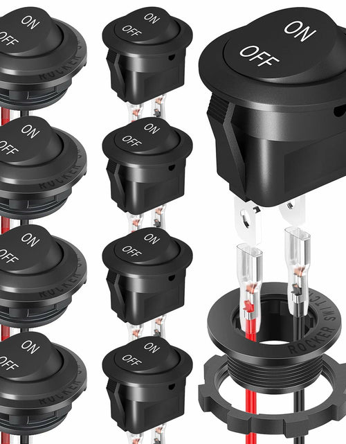 Load image into Gallery viewer, XMSILIMEIG Round Rocker Switch AC 125V 10A Waterproof Toggle 8 Pack Black
