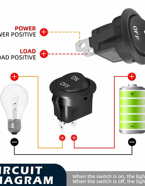 Load image into Gallery viewer, XMSILIMEIG Round Rocker Switch AC 125V 10A Waterproof Toggle 8 Pack Black
